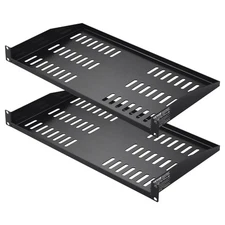 2PCS 1U Server Rack Shelf 10"/254 mm Depth Vented Rack Mount Shelf Tray