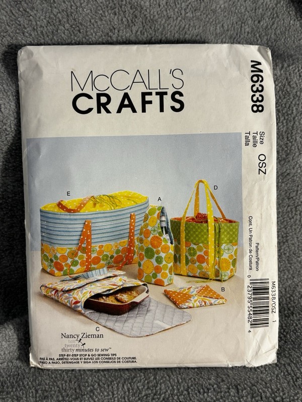 McCalls Crafts M6338 Cookout Carriers Hot Pad Picnic Totes Sewing Pattern UNCUT
