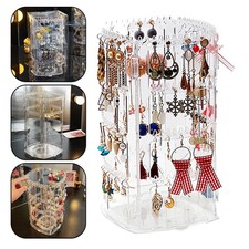 Rotating Jewelry Storage Rack with Adjustable Compartments for Display