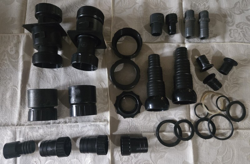 Lot of 19 Pieces of Plastic Fittings, Hose Barbs for Pond Filter