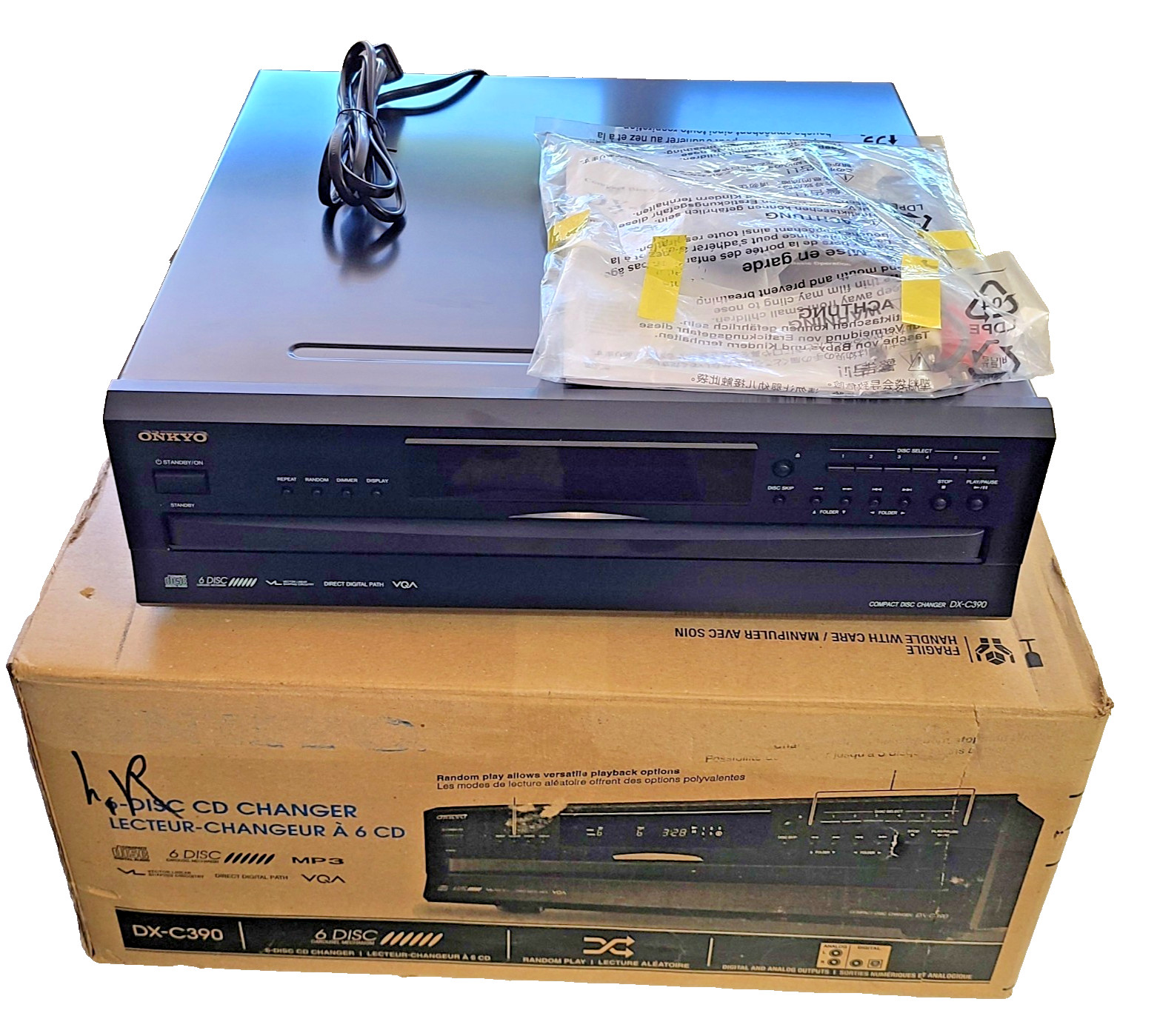 Onkyo DX-C390 6-Disc CD Compact Disc Changer Black With Remo