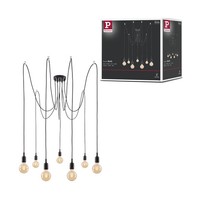 Neordic Pendelleuchte Ketil E27 Max. 7X60W Schwarz Dimmbar Silikon, Metall