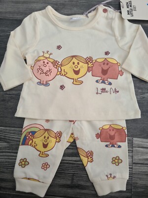 Bnwt Mr Men Little Miss Top & Trousers Gift 1 Month 10lbs Baby Shower Gift 