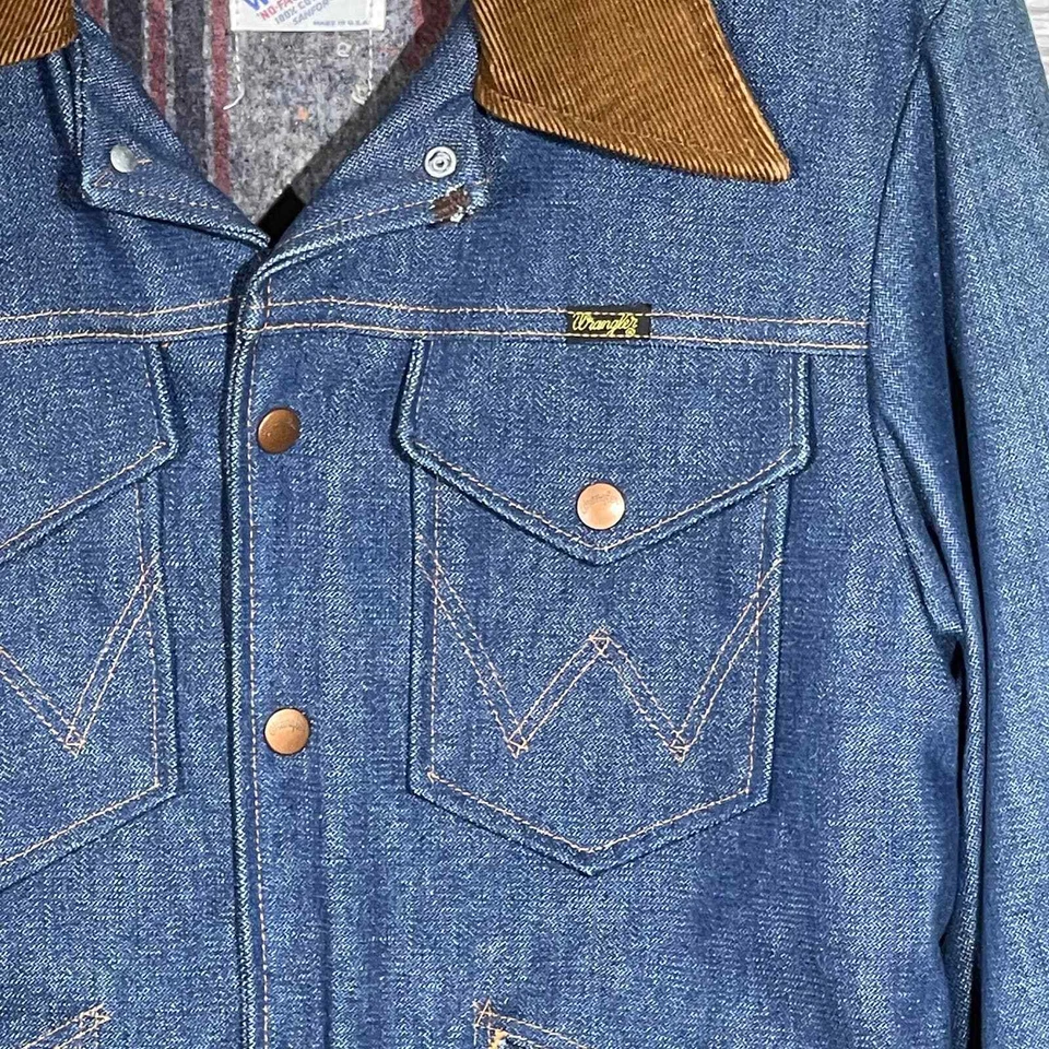 RARE 70s USA Vintage Wrangler No Fault Denim Blanket Lined Jacket - Image 3 of 4