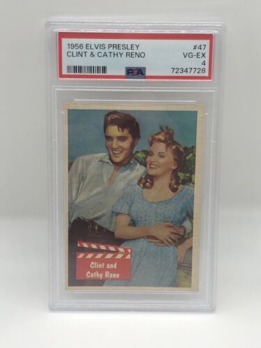 Tarjeta coleccionable Elvis #47 Clint & Cathy Reno 1956 PSA 4 en muy buen estado-ex burbujas vintage - Imagen 1 de 2