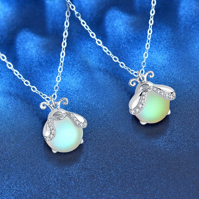 VETEMENTS Catena clavicola ciondolo lucciola pietra di luna originale argento sterling S925