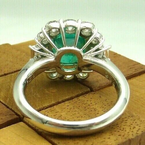 Anillo de compromiso estilo Art Deco 3 quilates Asscher creado en laboratorio esmeralda oro blanco 14K FN Foto 4 de 4