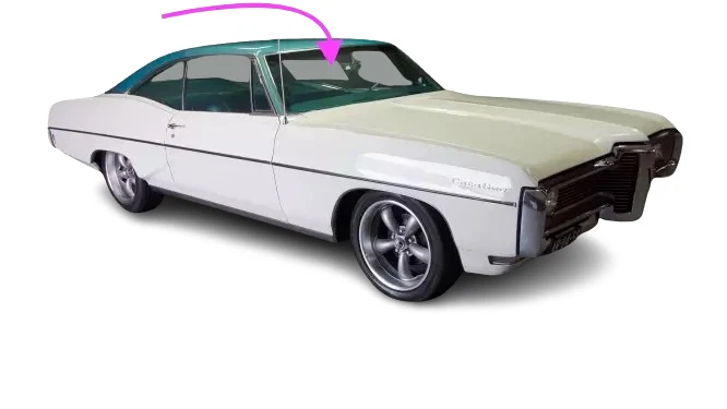 Fits: 1965-1968 Cadillac Fleetwood Brougham 4 Door Sedan Front Windshield Glass - Image 2 of 4