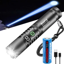 Super Bright 500000 Lumens LED Tactical Flashlight Rechargeable Zoom Work Light