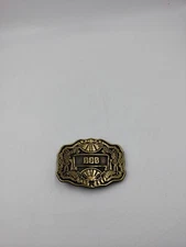 Vintage Brass Belt Buckle by Oden Inc "Bob" The Old Time Buckle Collection