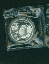 1997 PANDA SILVER COIN 1/2 Oz. 5Y Yn Yuan CHINA DOUBLE SEALED CRACKED Capsule