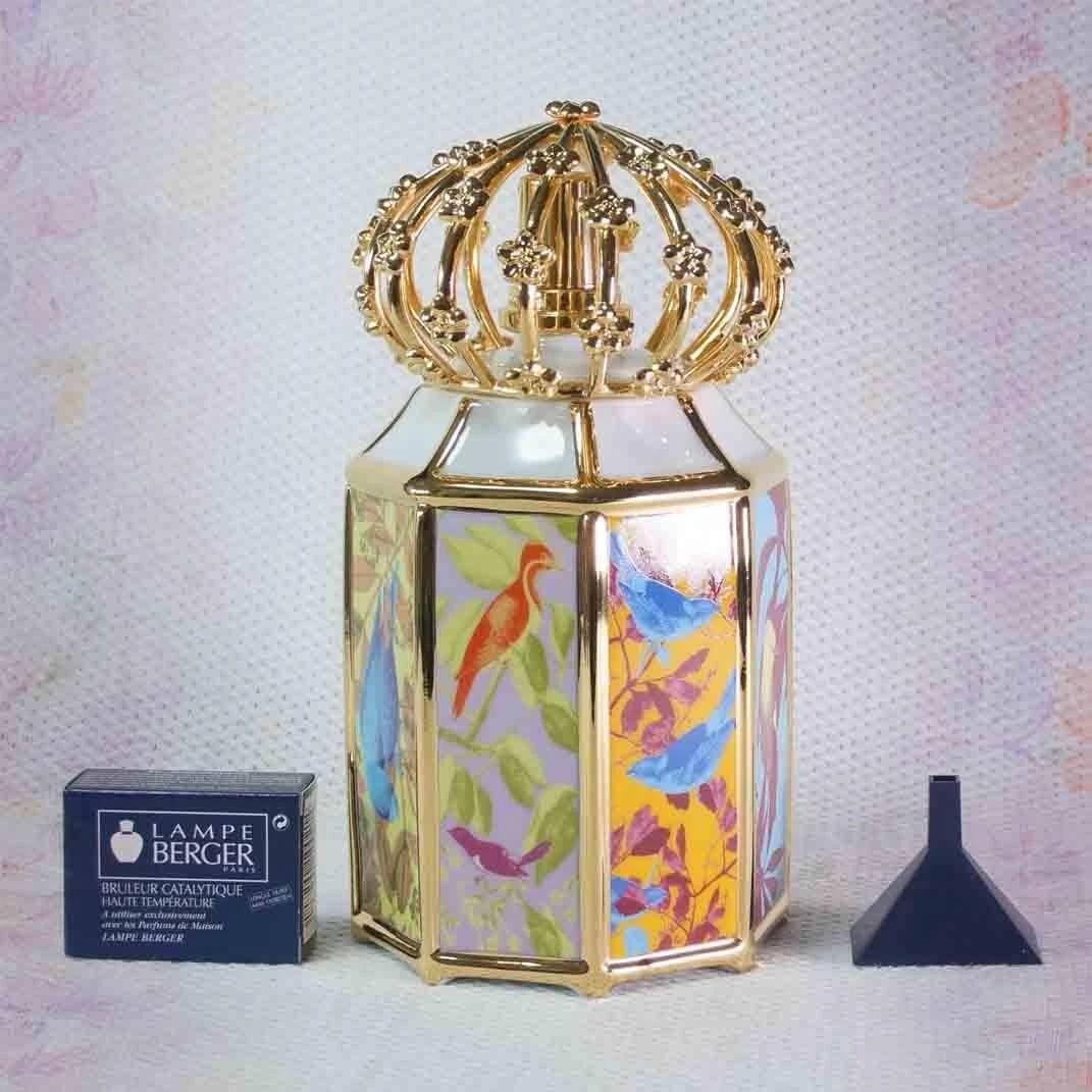 Lampe Berger Lamp 5656 Exotic Symphony Bird painting Metal Gold Cap