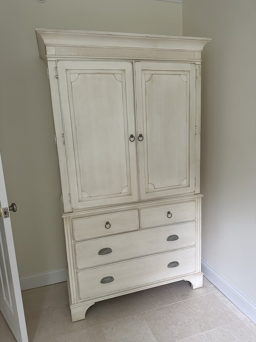 Ethan Allen Cream Color Distressed Armoire 20x75x44.5 Pickup NYC