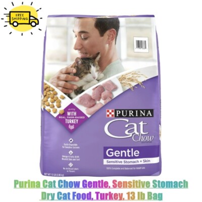 Purina Cat Chow Gentle, Sensitive Stomach Dry Cat Food, Turkey, 13 lb Bag