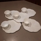 5 Vintage Milk Glass Sandwich Plate & Cup Harvest Grape