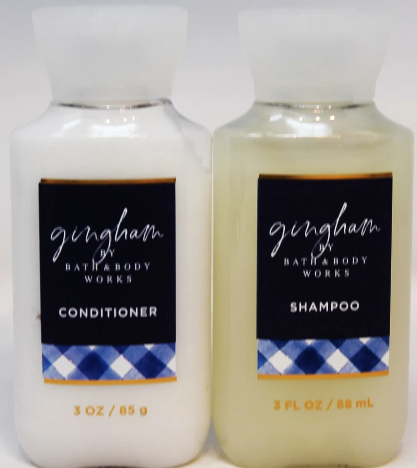 2 pc Bath & Body Works Hair Shampoo & Conditioner Mini Travel Set 3 oz GINGHAM
