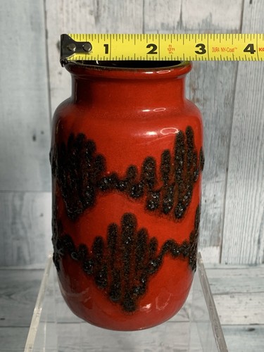Vtg. West Germany Pottery Vase Red With Black Design 233-15 - Picture 3 of 9