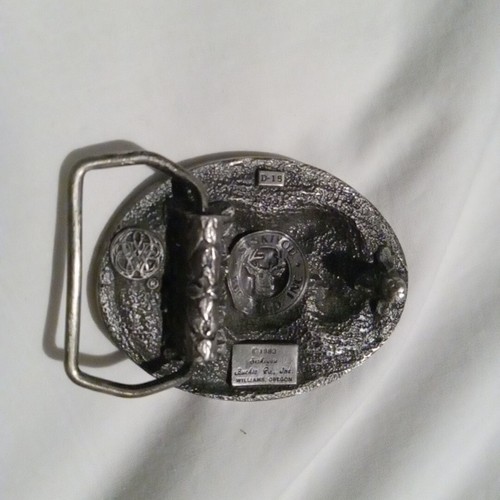 RAM HEAD HORNS MOUNTIAN GOAT ANIMAL 38-44 BELT & BUCKLE USA SISKIYOU 1983 - Picture 5 of 10
