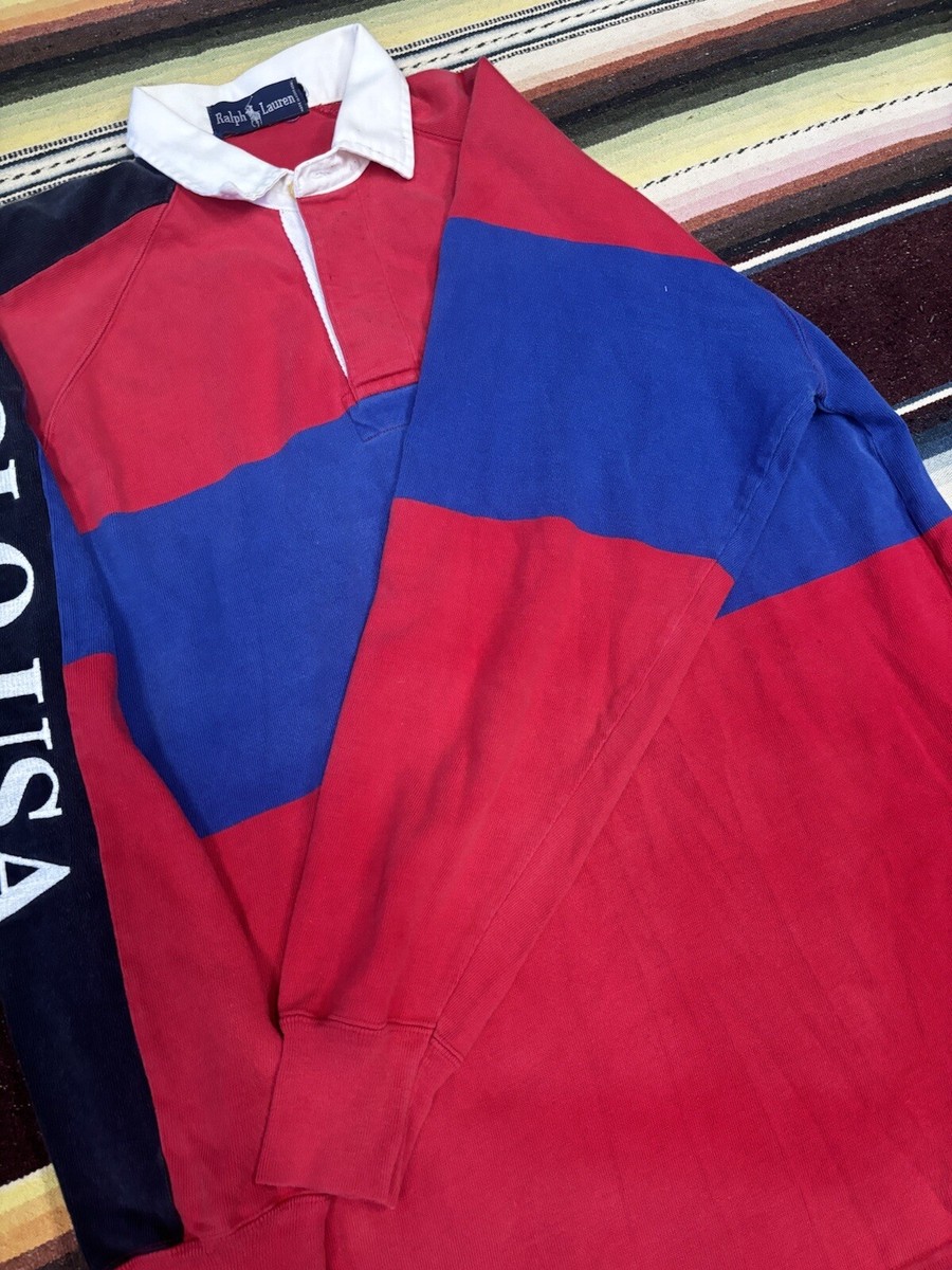 POLO USA Ralph Lauren 80s vintage cookie patch rugby shirt M POLO USA Ralph Lauren 80s vintage cookie patch rugby shirt M