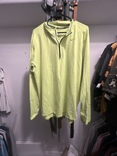 Nike Running 1/4 Zip Pullover Mens XL Florescent Green Long Sleeve Dri Fit