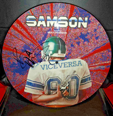 Samson feat BRUCE DICKINSON of IRON MAIDEN Vice Versa 12'' SIGNED RARE NWOBHM PD