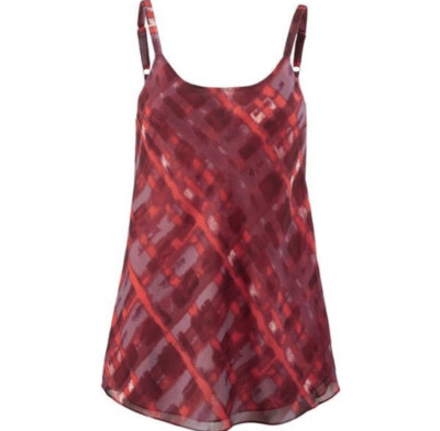 Cabi Cherish Red Multicolor Tank Lined Adjustable Strap Top Sz M