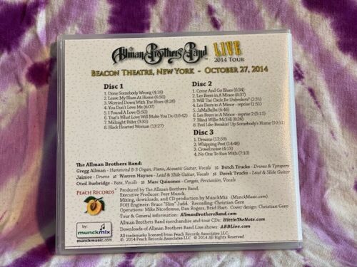 Allman Brothers Band Live 10-27-14 Beacon Theatre NY 3 CD *NEW* - Picture 2 of 3
