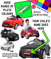 Kids custom Number Plate Sticker(s) for 12V AUDI TT RS Electric Car Toy Ride On