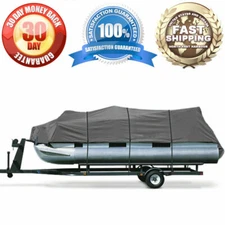 Heavy Duty Trailerable Pontoon Boat Cover Outdoor Storage Winter Protection Gray