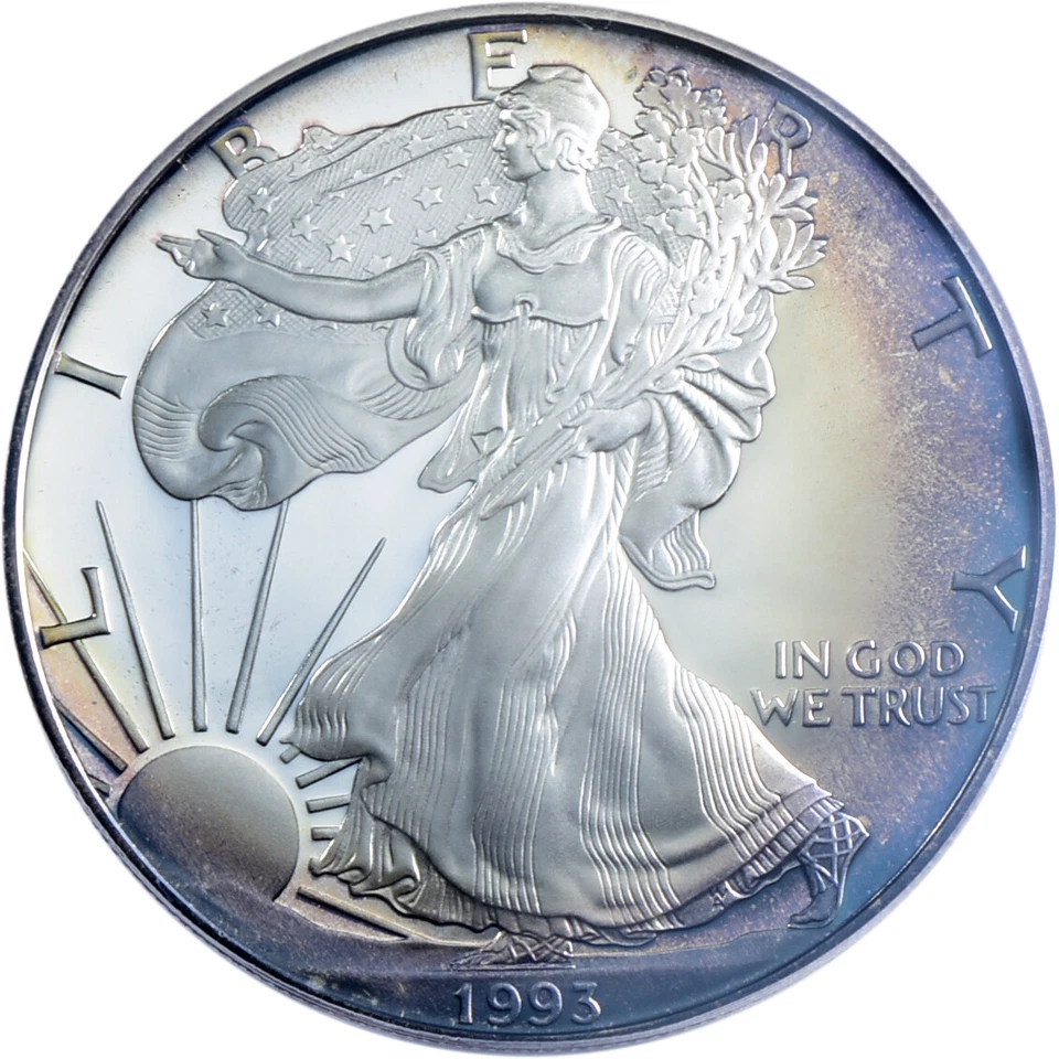 1993 Silver Eagle From The Rare Philadelphia Set PCGS PR69DCAM With Great Toning - Image 3 of 4
