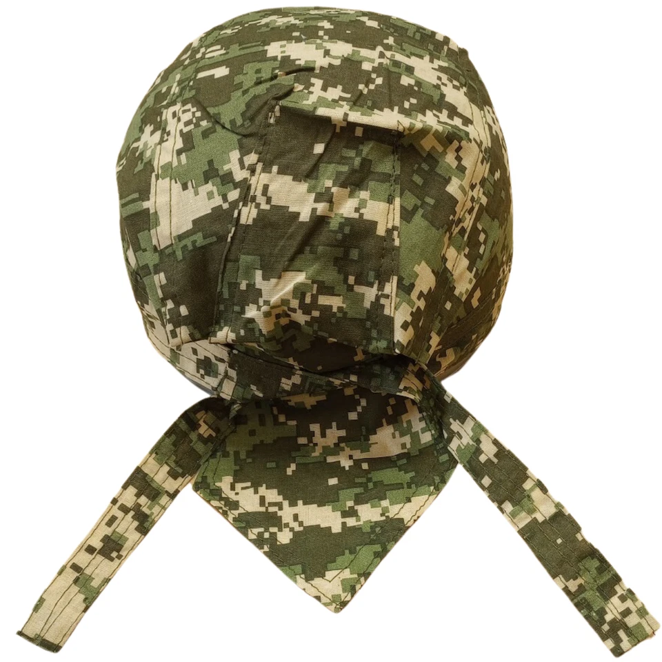 Camouflage Durag Skull Cap Head Wrap Biker Motorcycle Du Do Camo Bandana Dew Rag - Image 2 of 3
