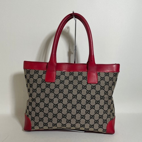 Gucci GG Canvas Handbag Red Women's Used From Japan