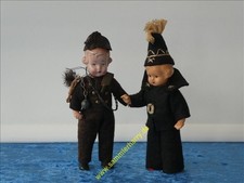 2 alte Celluloid Püppchen als Schornsteinfeger, orig. Outfit, 1D249-1