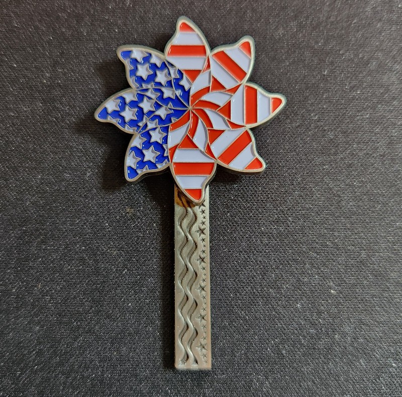 Patriotic Pinwheel Geocoin - Activated & Adoptable - TB2C63H