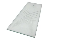 Brass Chandelier Glass Panel Curved Lines Clear Rectangle 8 5/8 x 3.5 in Vintage