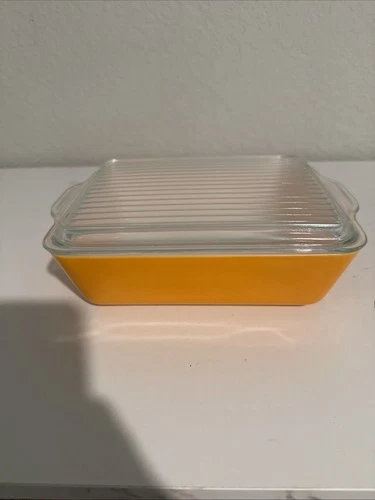 VINTAGE 0503 Orange PYREX Refrigerator Casserole Dish 1.5 Qt with Ribbed Lid