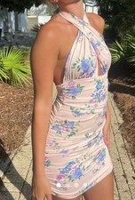 Zara Pink Floral Print Mini Dress Size S NWOT