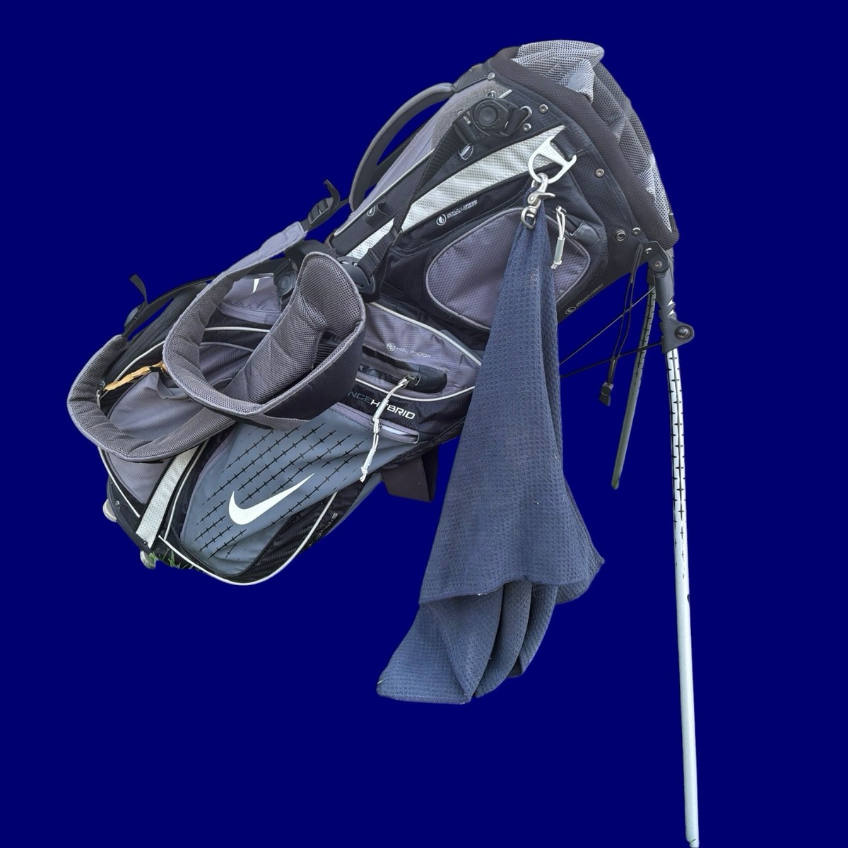 Nike Hybrid 14 Way Golf Stand Bag Gray Black w Rain Cover All