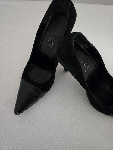 GUCCI Pumps Heel Suede/Leather Black EU36.5 US6.5 Japan F/S USED - Picture 23 of 24