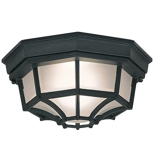 2067-BK Builder Cast Outdoor Flush Mount Ceiling Light, 10.5 in W, Black - Picture 1 of 6