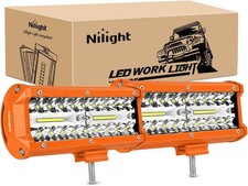 Nilight LED Light Bar 2PC 6.5Inch 120W Flood Spot Combo Triple Row Driving Lamp
