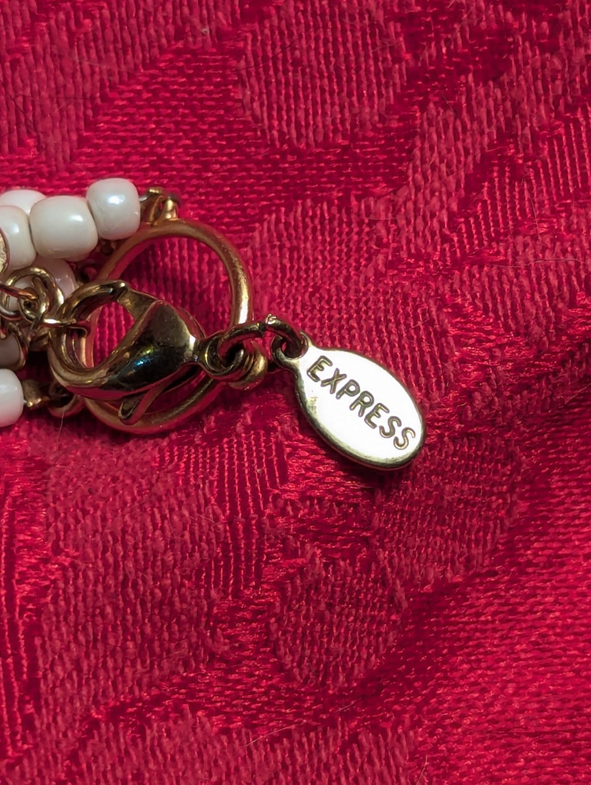 Express Cream White Multi Strand Beaded Adjustabl… - image 4