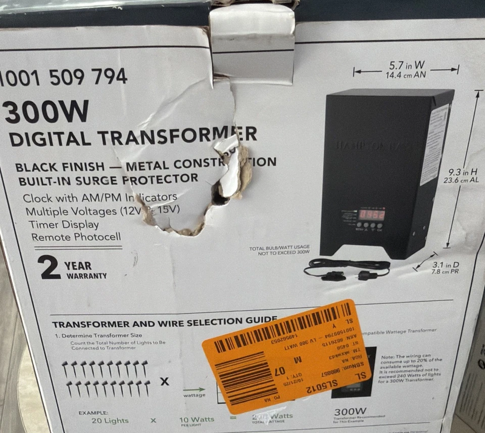HAMPTON BAY DIY-300PS LOW-VOLTAGE 300W LANDSCAPE LIGHTING TRANSFORMER, DD SENSOR - Image 3 of 4