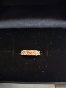 Authentic KINGDOM HEARTS Monogram Silver Ring 18K Yellow Gold Plated Size 15 [JP
