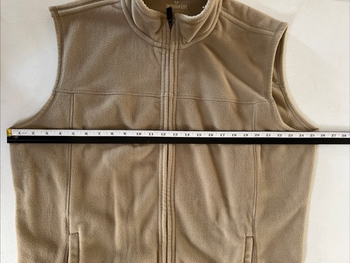 Outdoor Life Fleece Full Zip Vest Men’s Size XL Tan Sleeveless Mock Neck Pockets - Picture 3 of 9