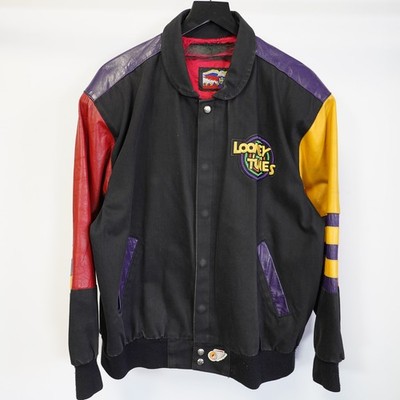 Vtg 1992 Jeff Hamilton Looney Tunes Leather Canvas Jacket M 90s