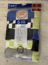 Boys Cotton Boxer Brief Underwear 5-Pack Size Medium 8  Black Checkered Blue