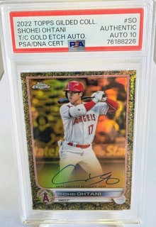 2022 Topps Gilded Shohei Ohtani Gold Etch Auto /30 #GEA SO PSA Authentic/Auto 10