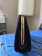 Vintage Andre Cellini Black Gold Silk Evening Bag Snap Open