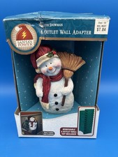 Snowman Santa's Power Hand Painted Christmas Holiday 6 Outlet Wall Adapter
